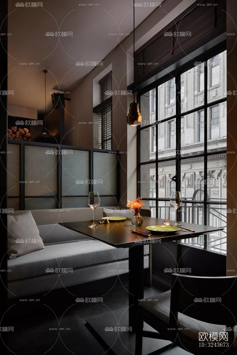 现代西餐厅效果图下载（渲染图9）