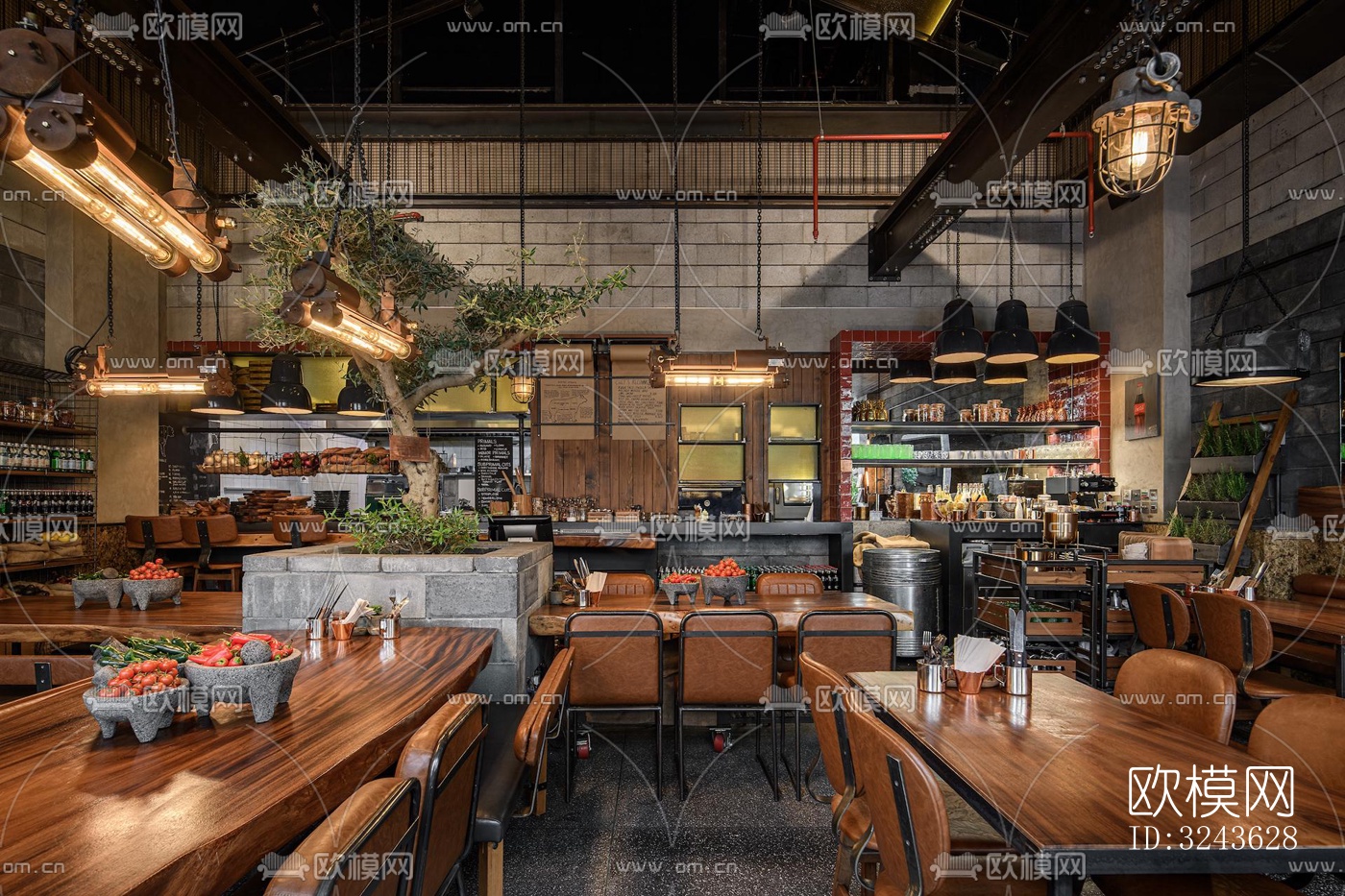 工业风西餐厅效果图下载（渲染图6）