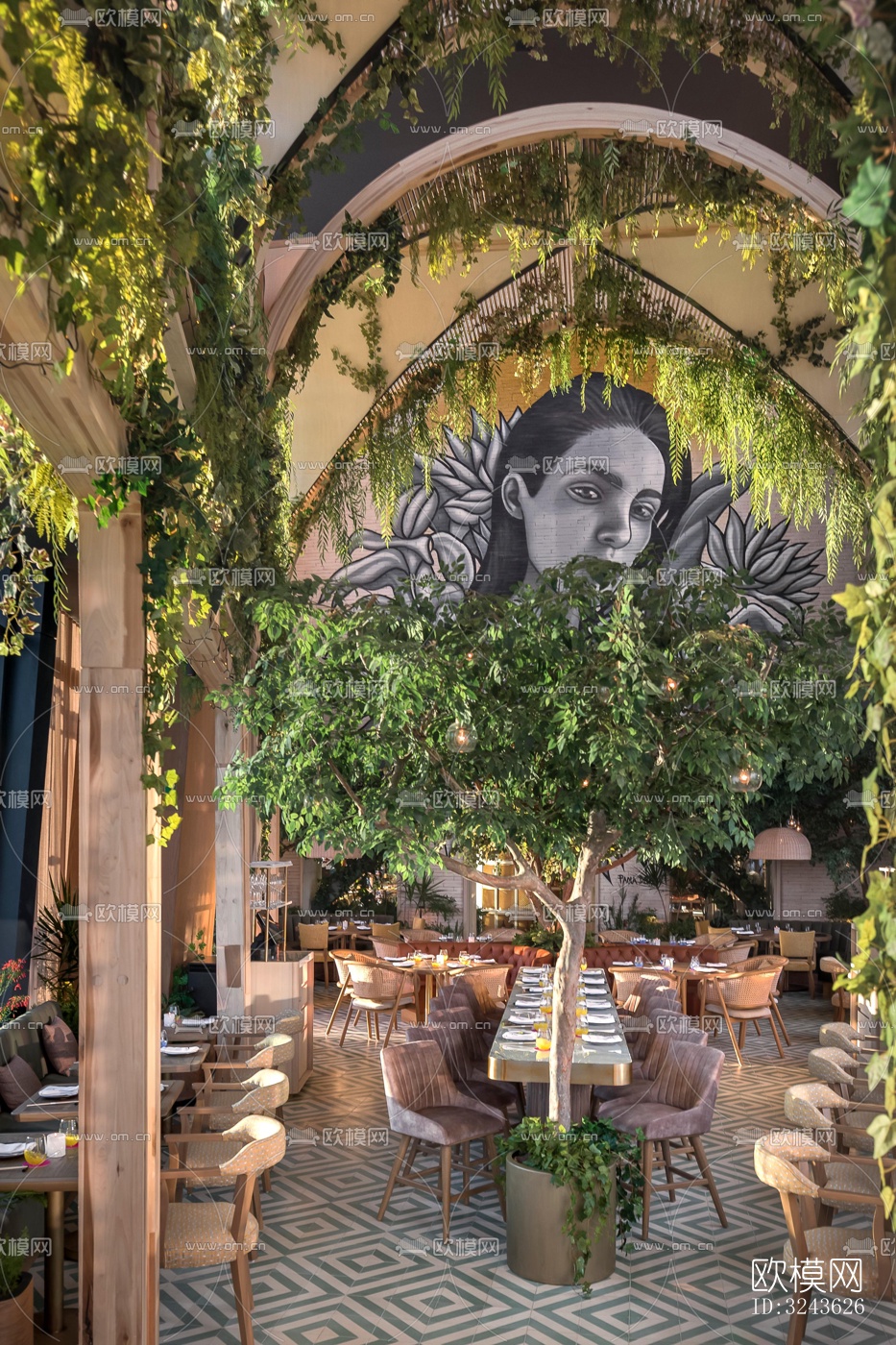 原木风西餐厅效果图下载（渲染图9）