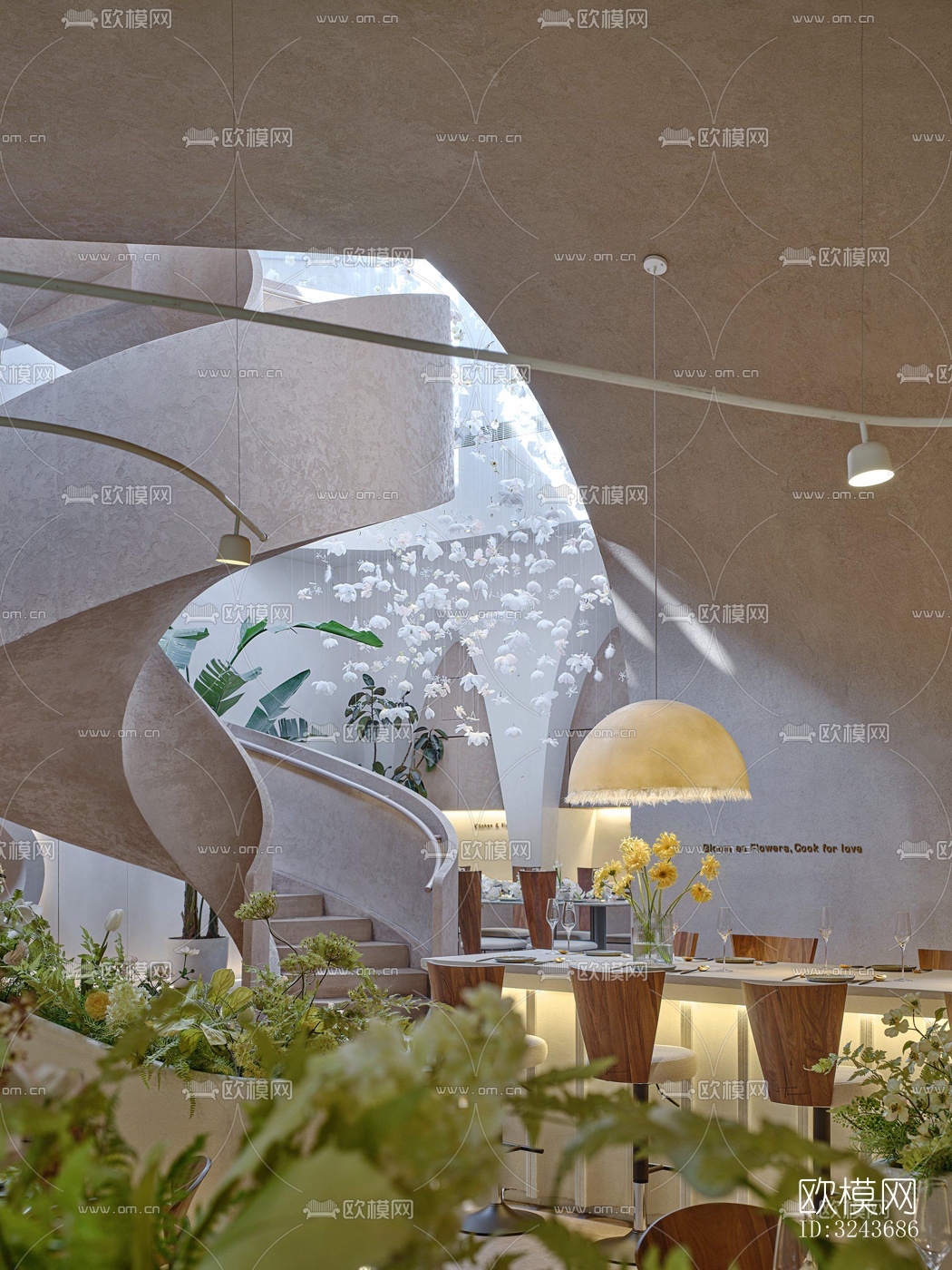 现代西餐厅效果图下载（渲染图18）