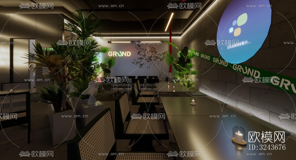 現(xiàn)代西餐廳效果圖下載(渲染圖7)