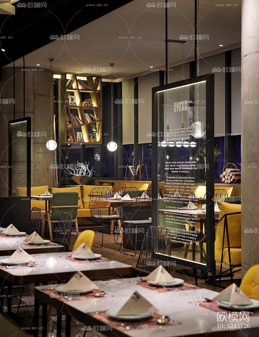 现代西餐厅效果图下载（渲染图2）