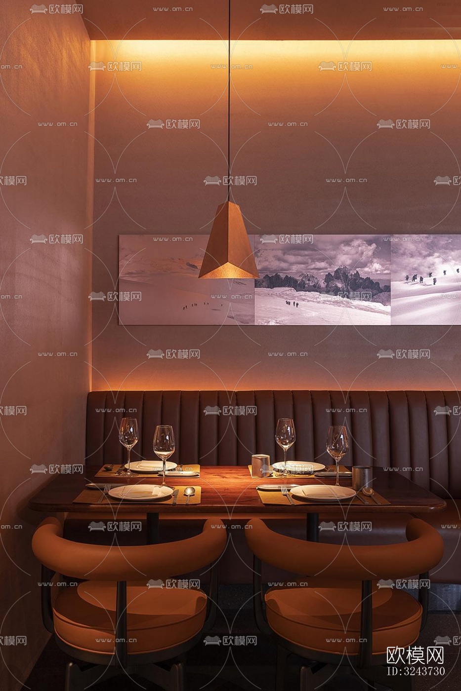 现代西餐厅效果图下载（渲染图8）