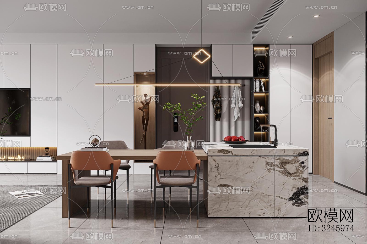 现代客餐厅效果图下载（渲染图15）