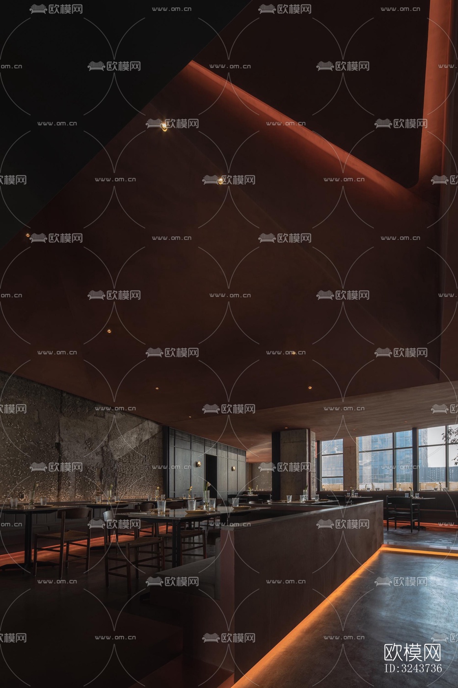 现代西餐厅效果图下载（渲染图12）