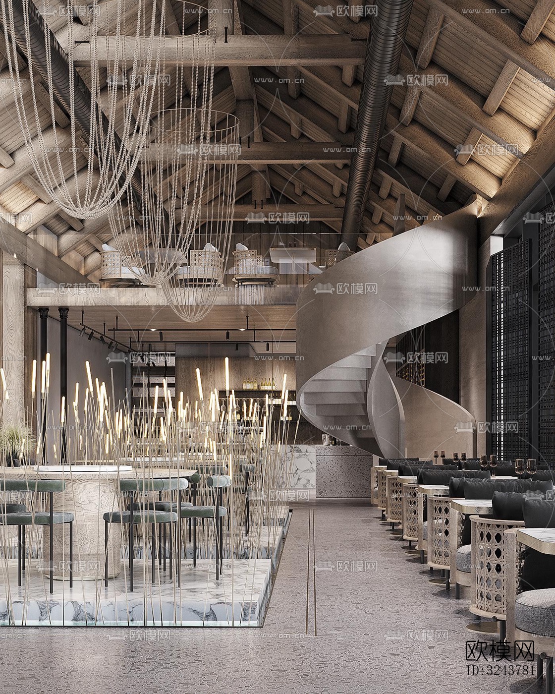 现代西餐厅效果图下载（渲染图10）