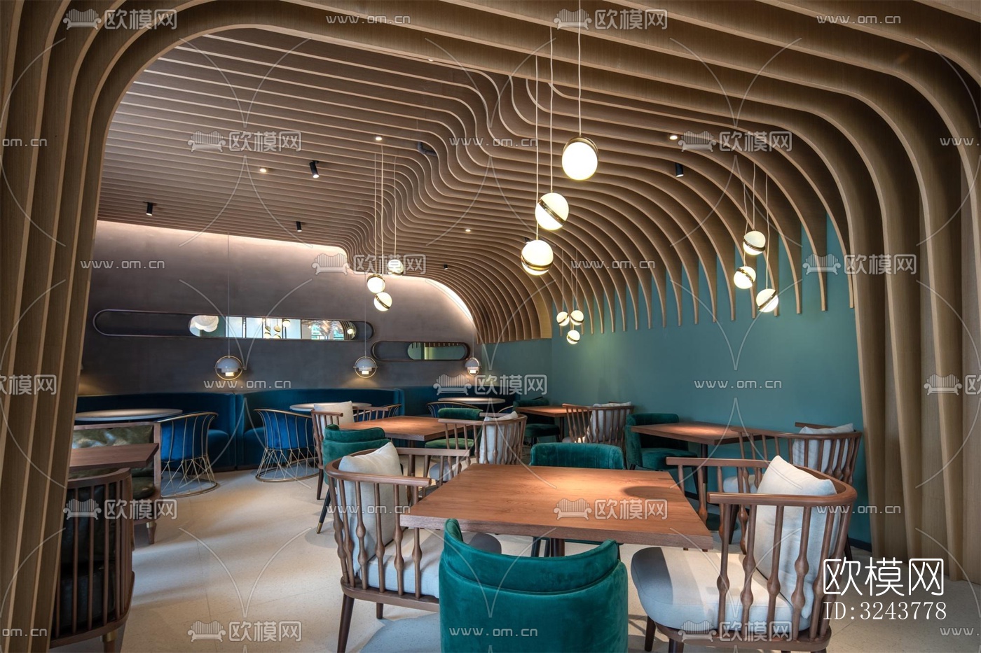 现代西餐厅效果图下载（渲染图4）