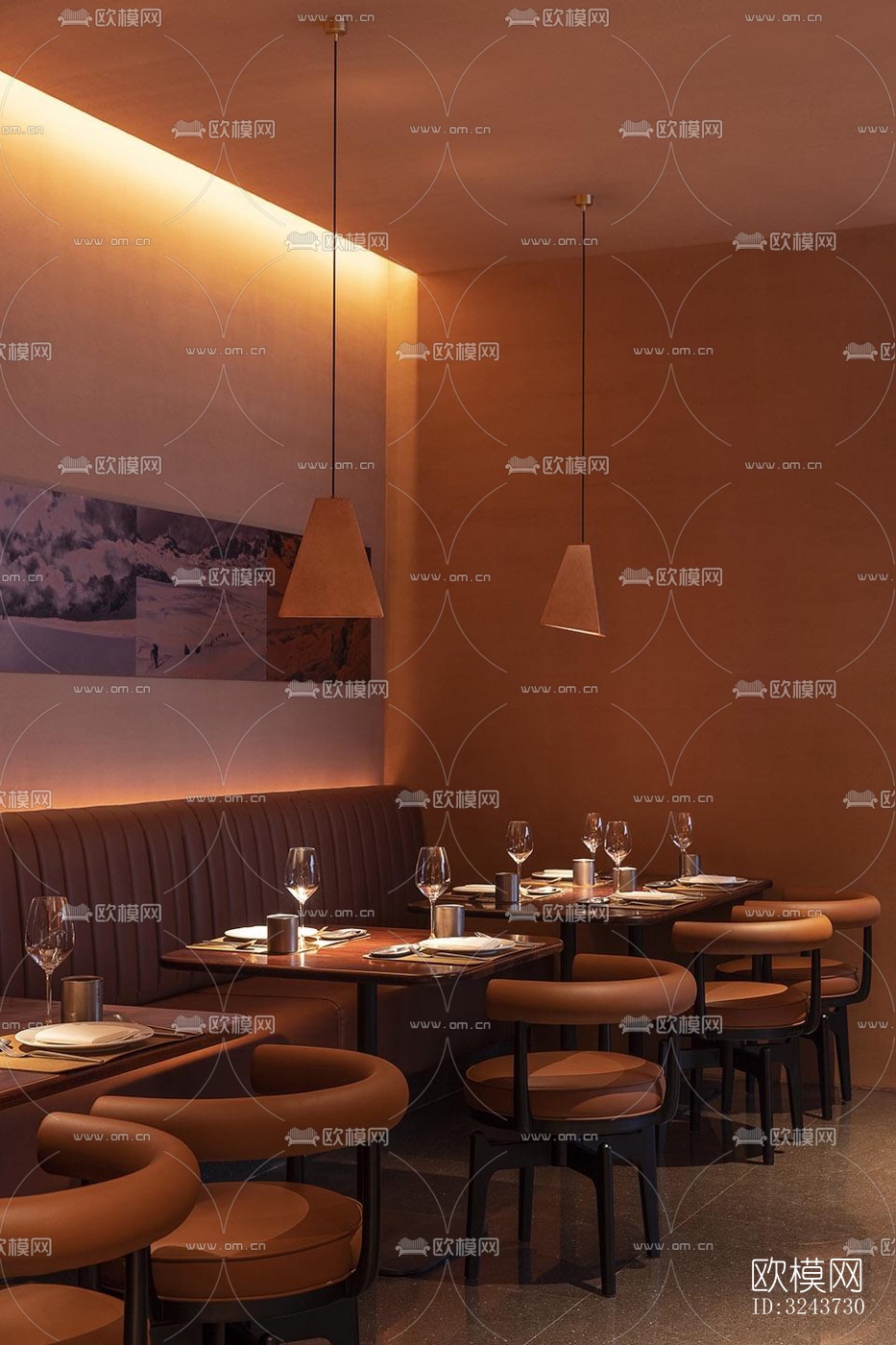 现代西餐厅效果图下载（渲染图6）