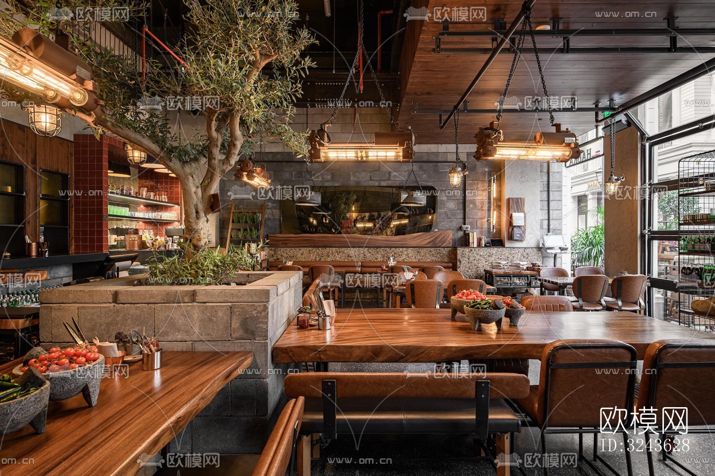 工业风西餐厅效果图下载（渲染图11）