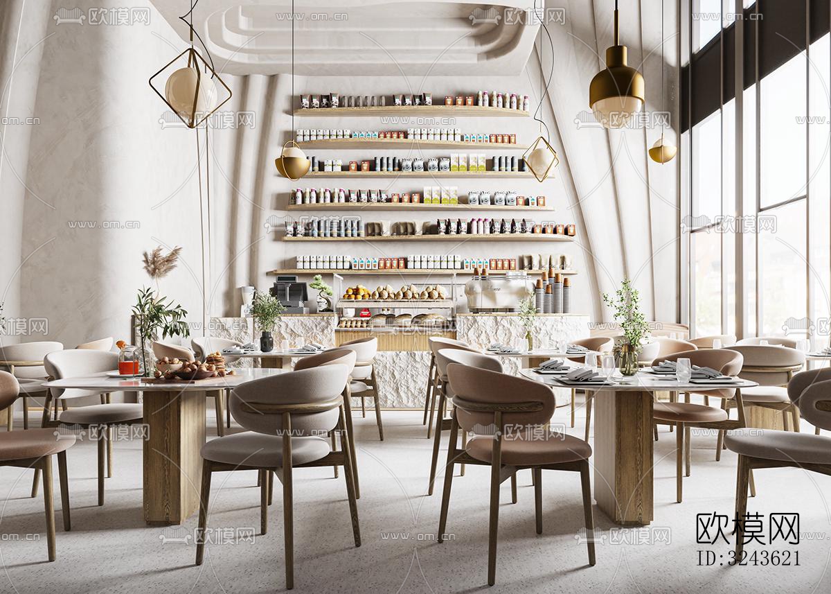 侘寂西餐厅效果图下载（渲染图3）