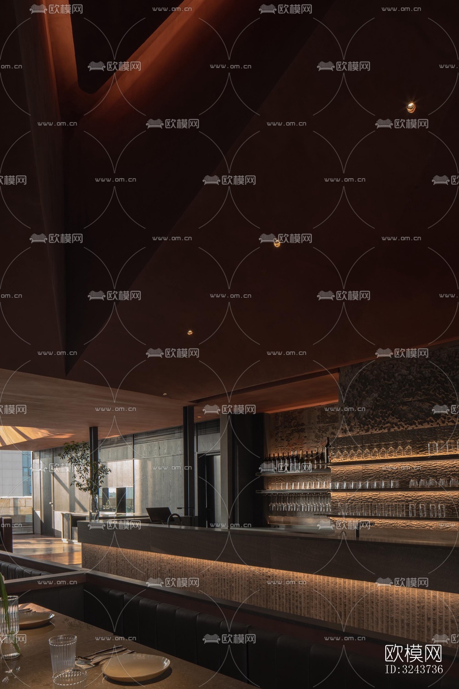 现代西餐厅效果图下载（渲染图20）