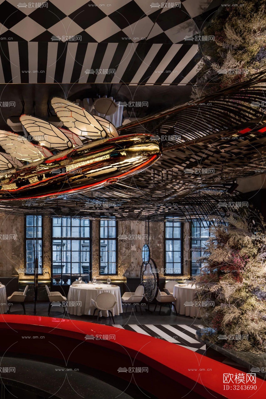 现代西餐厅效果图下载（渲染图5）