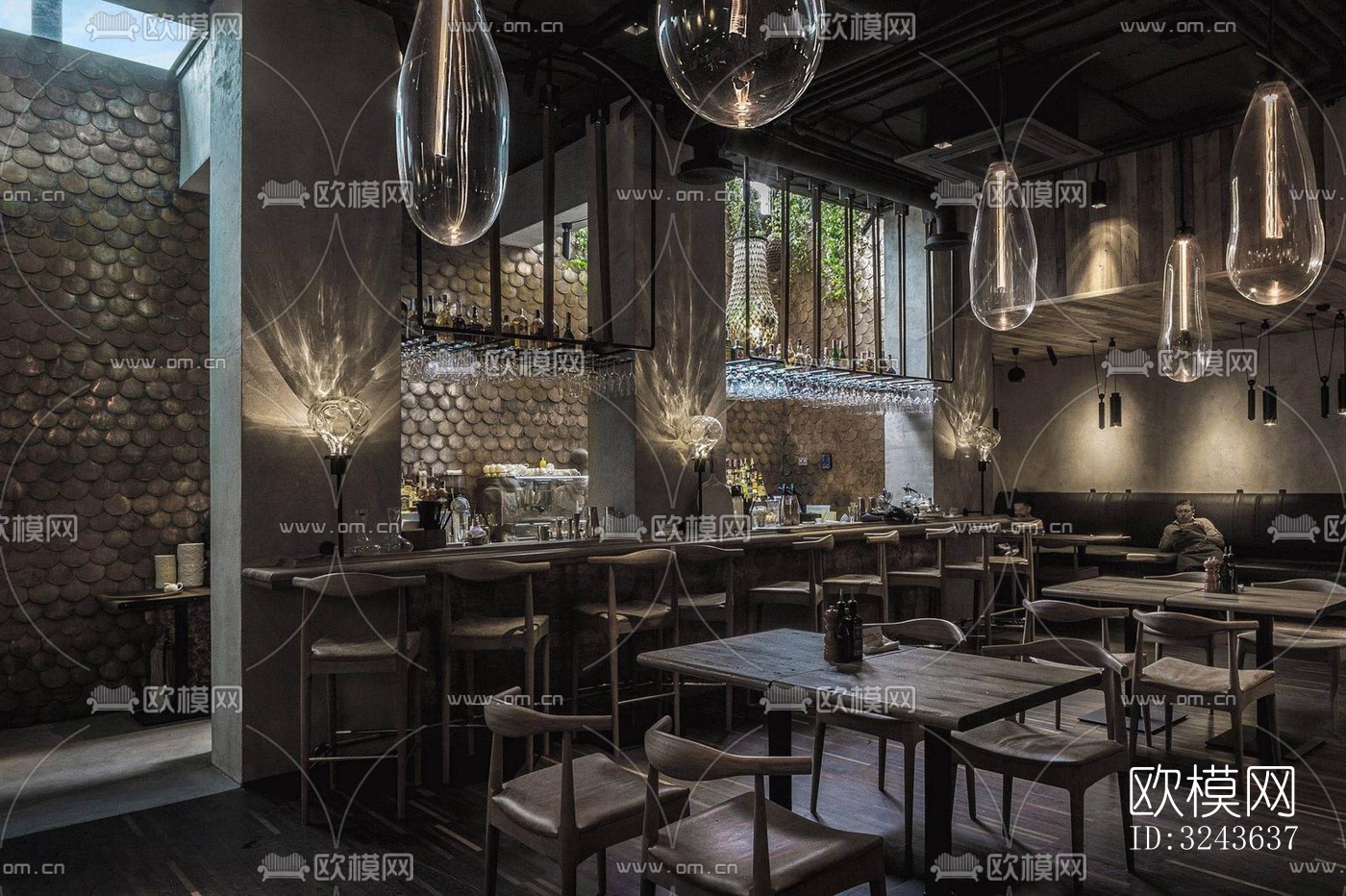 工业风西餐厅效果图下载（渲染图6）