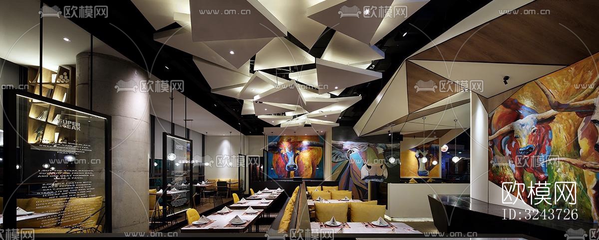 现代西餐厅效果图下载（渲染图15）
