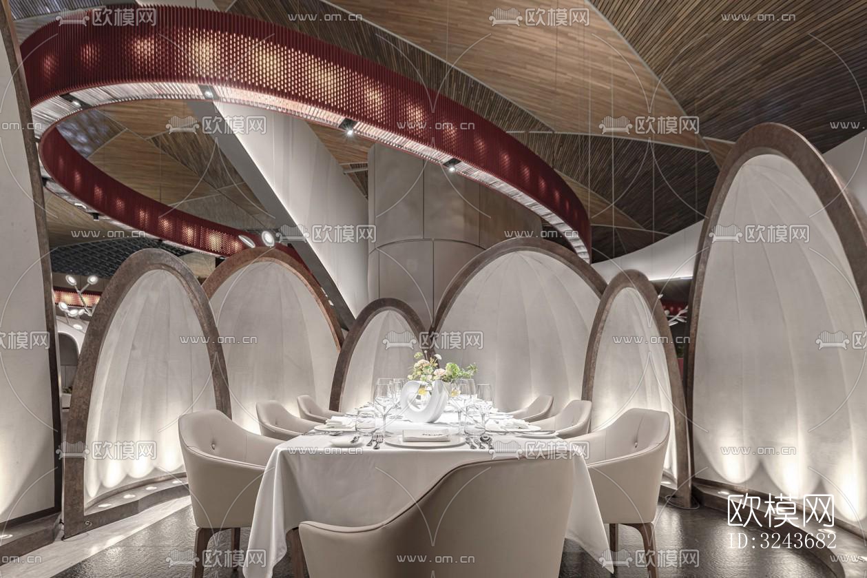 现代西餐厅效果图下载（渲染图3）