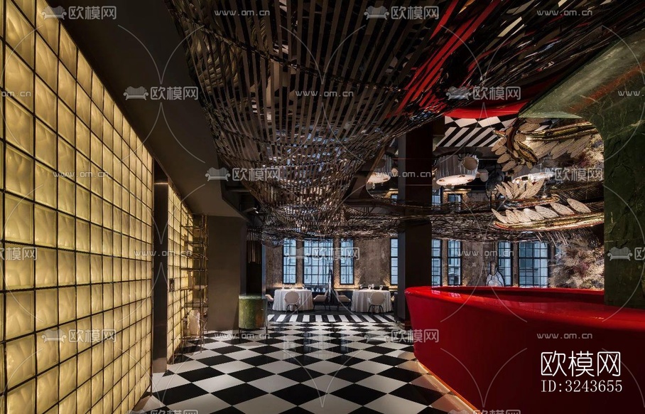 現(xiàn)代西餐廳效果圖下載(渲染圖7)