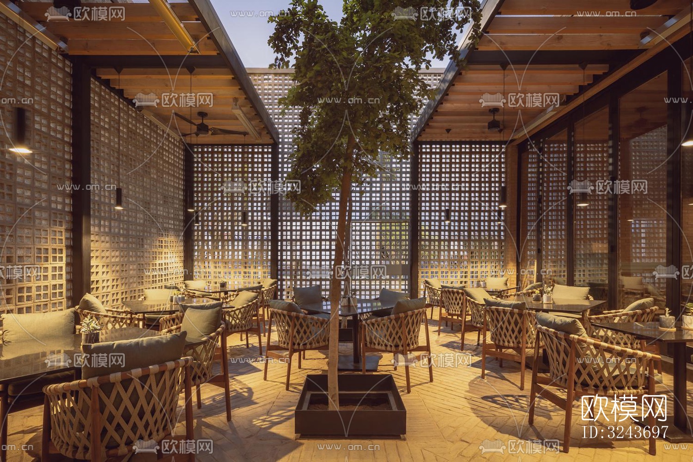 现代西餐厅效果图下载（渲染图2）