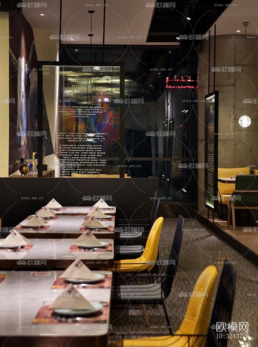 现代西餐厅效果图下载（渲染图7）