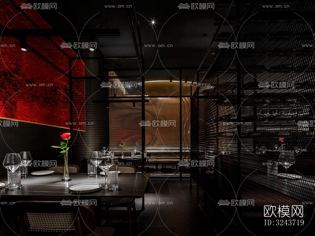 现代西餐厅效果图下载（渲染图2）
