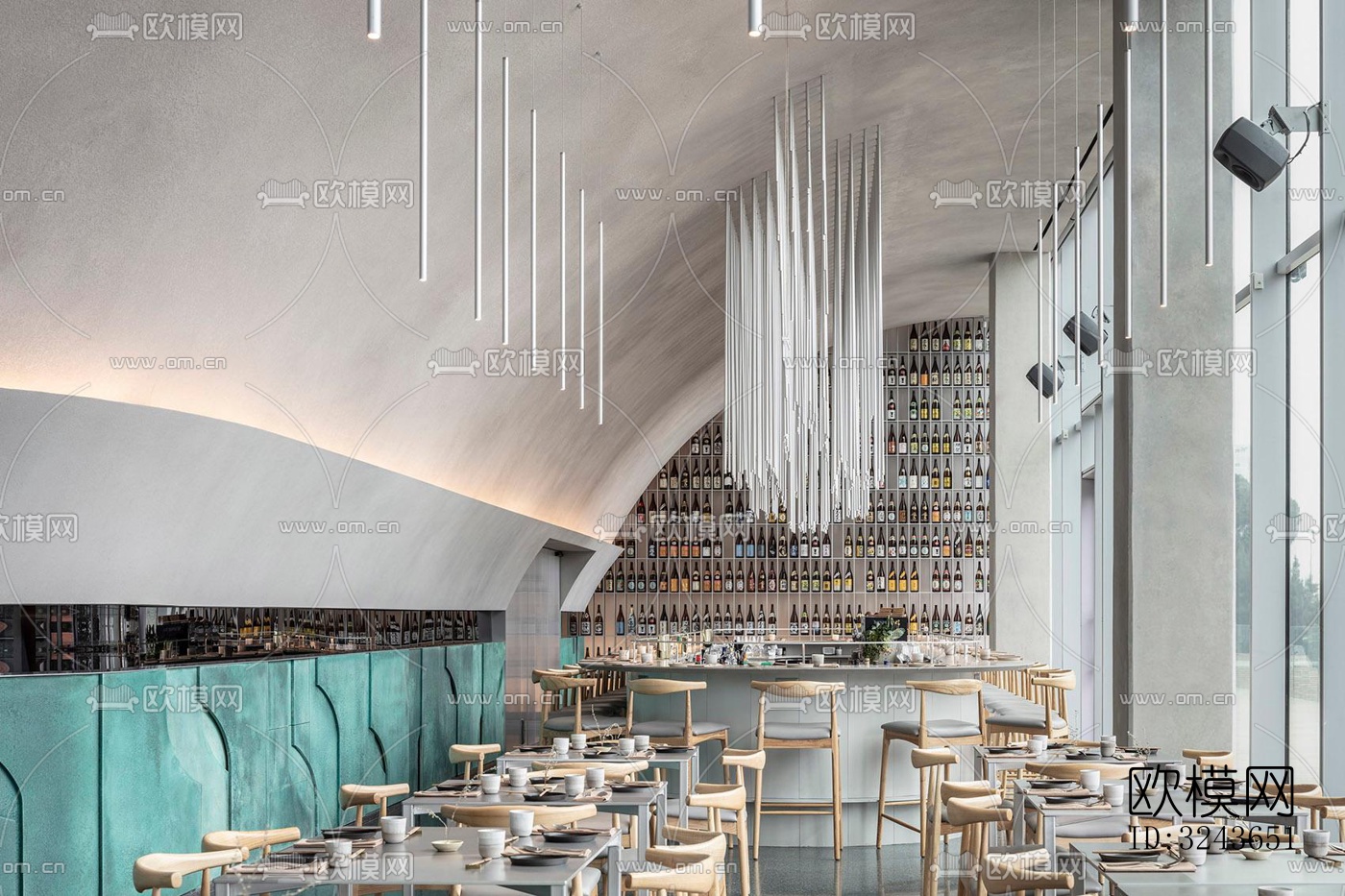 现代西餐厅效果图下载（渲染图1）