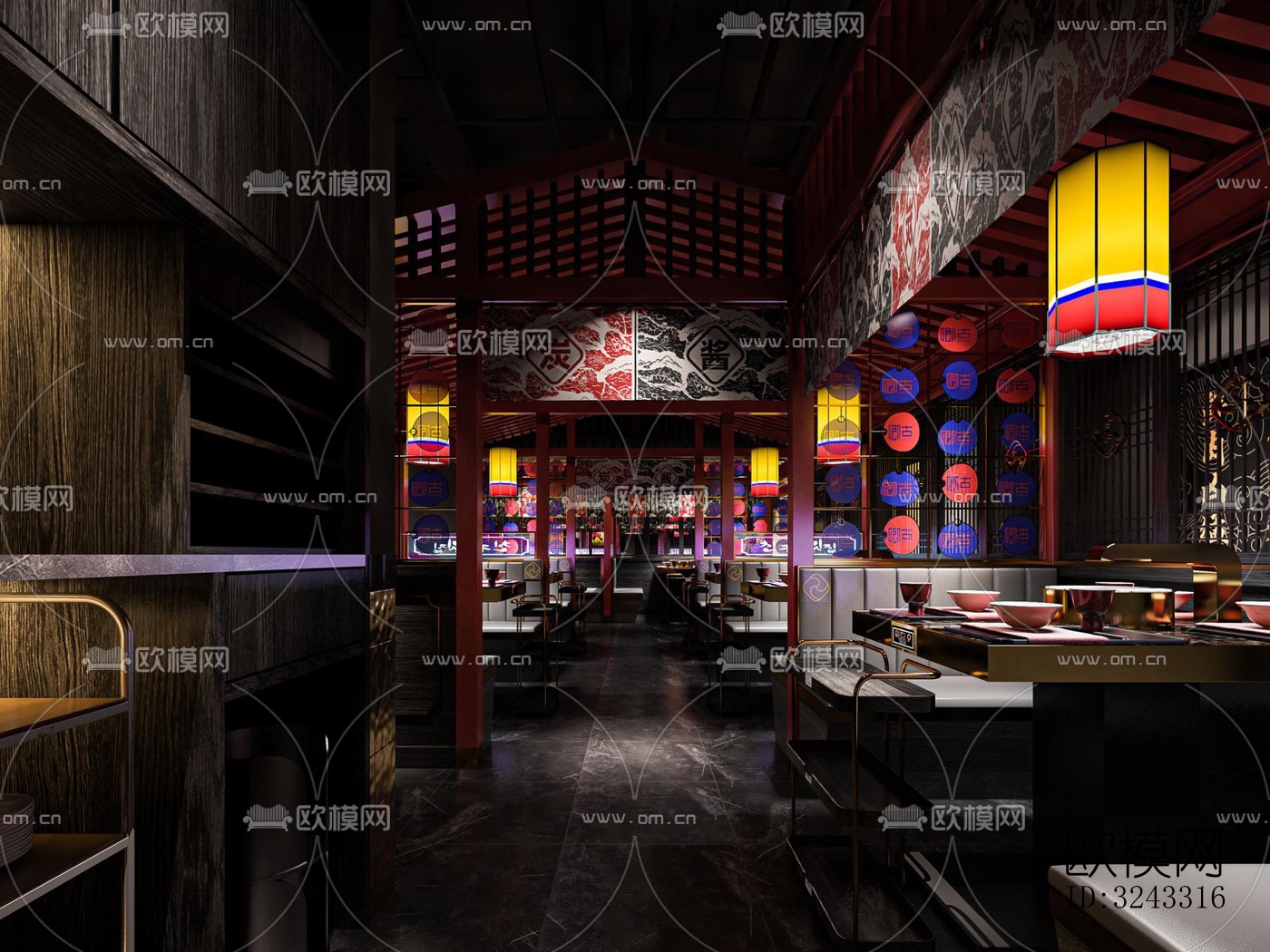 中式火锅烤肉效果图下载（渲染图3）