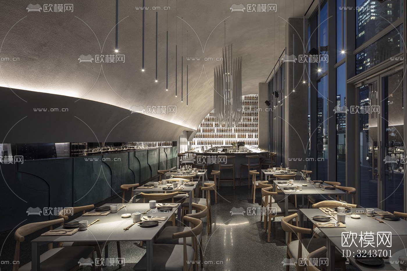 现代西餐厅效果图下载（渲染图3）