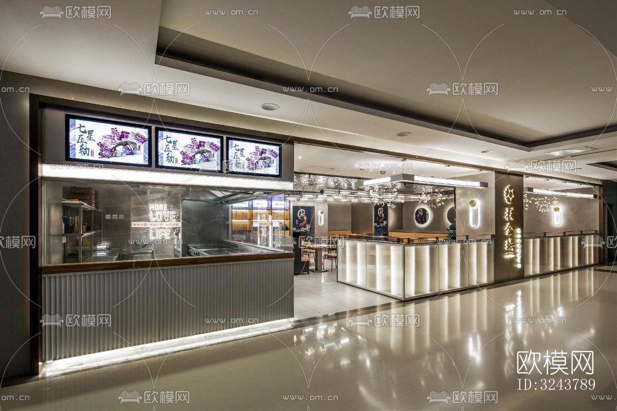 现代西餐厅效果图下载（渲染图1）