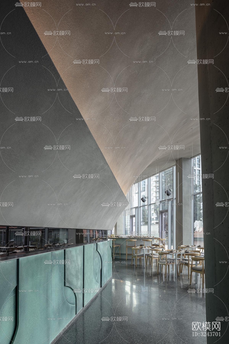 现代西餐厅效果图下载（渲染图14）