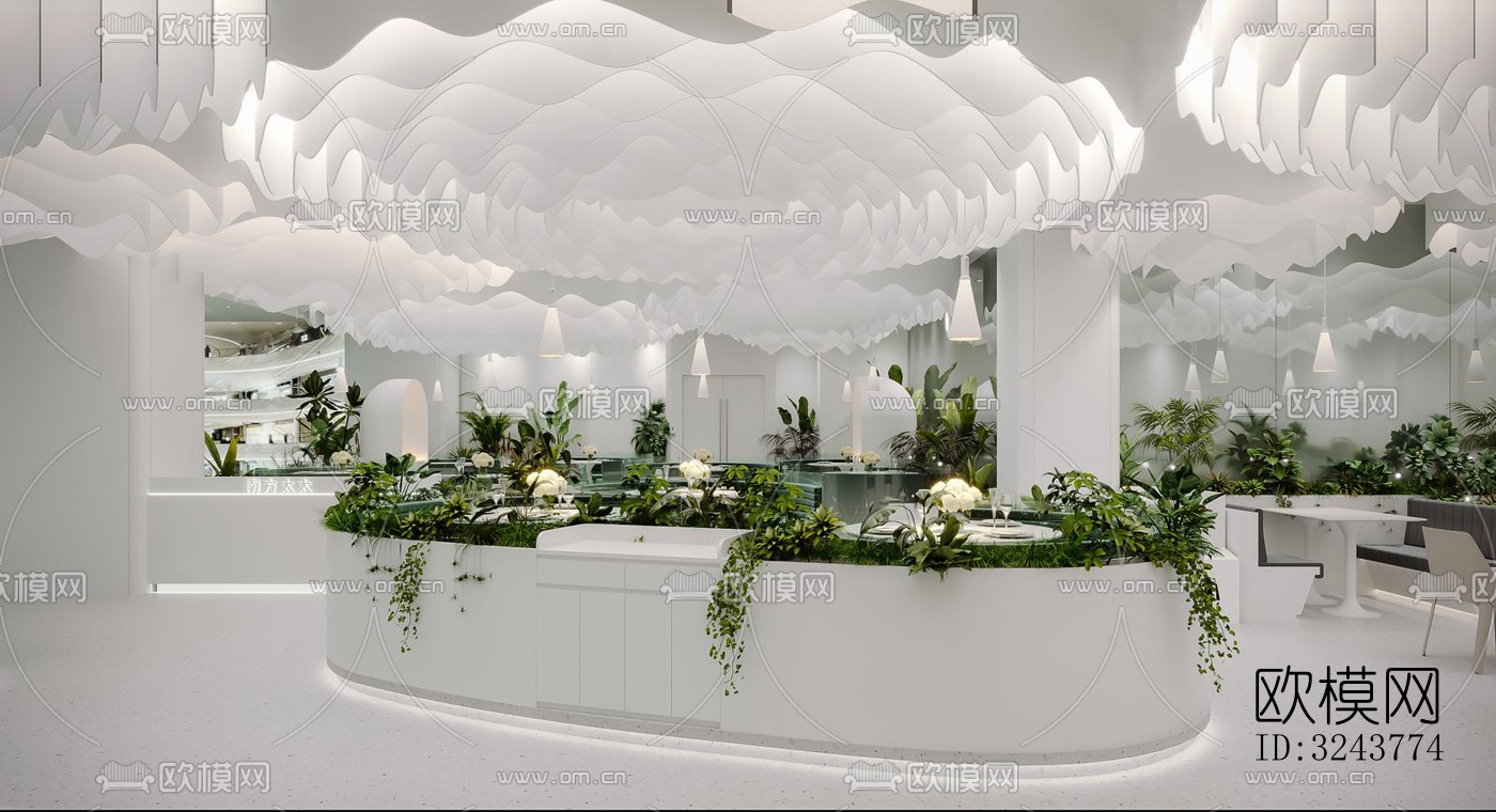 现代西餐厅效果图下载（渲染图3）