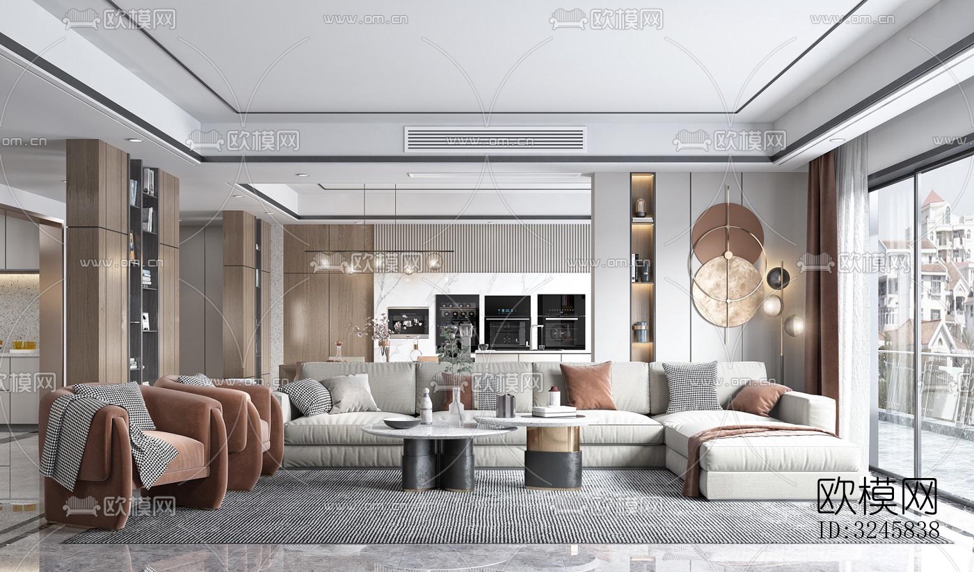 现代客厅效果图下载（渲染图1）