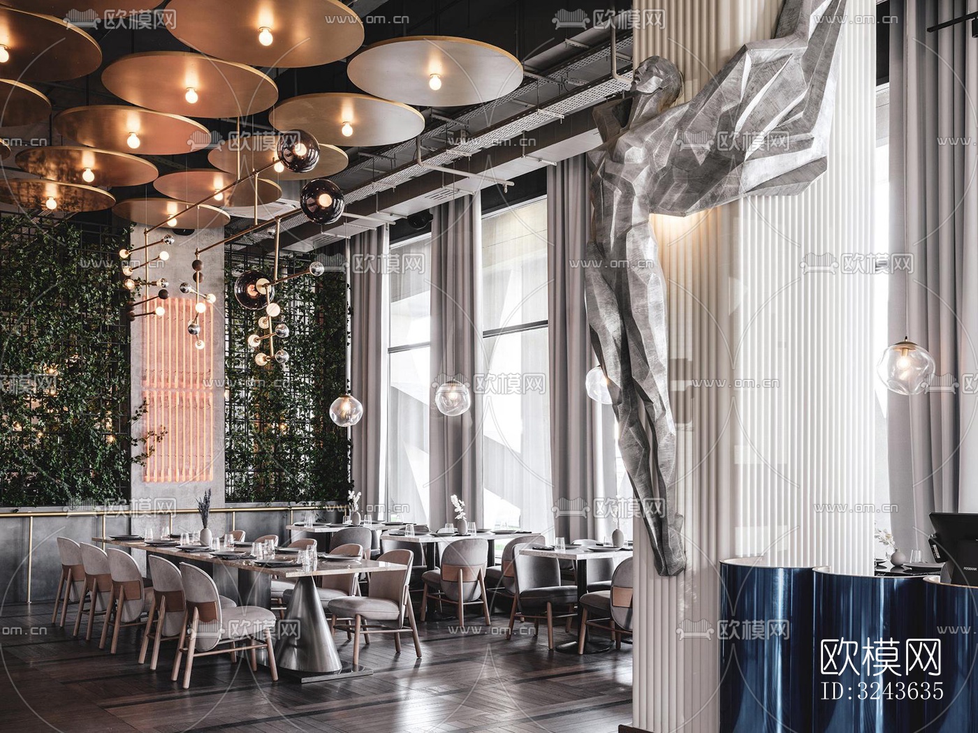 工业风西餐厅效果图下载（渲染图18）