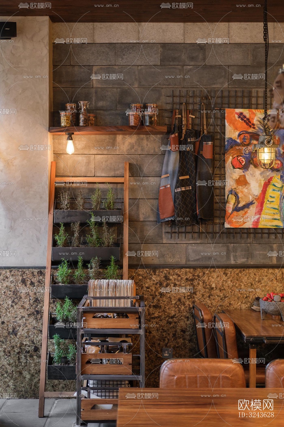 工业风西餐厅效果图下载（渲染图12）