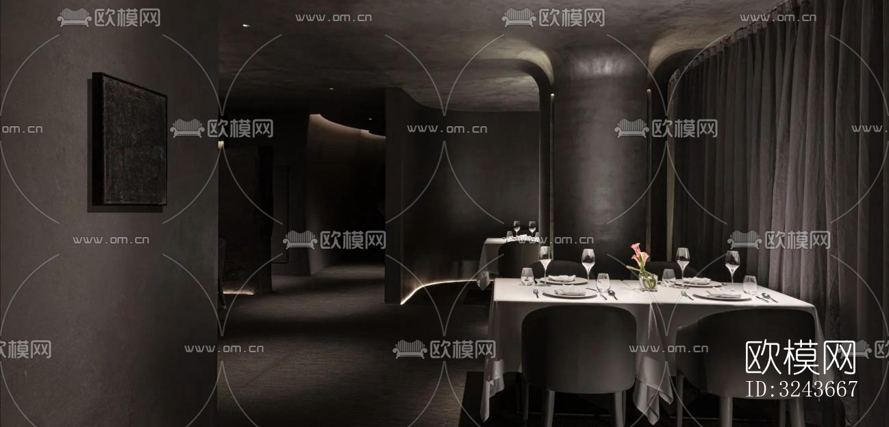 现代西餐厅效果图下载（渲染图11）
