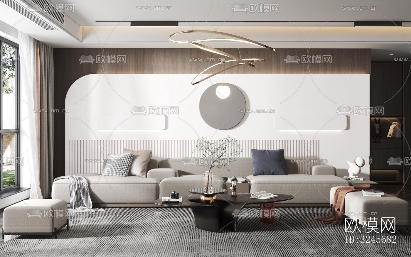 现代客厅效果图下载（渲染图2）