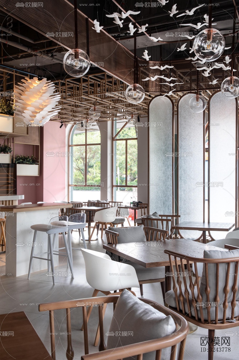 现代西餐厅效果图下载（渲染图10）
