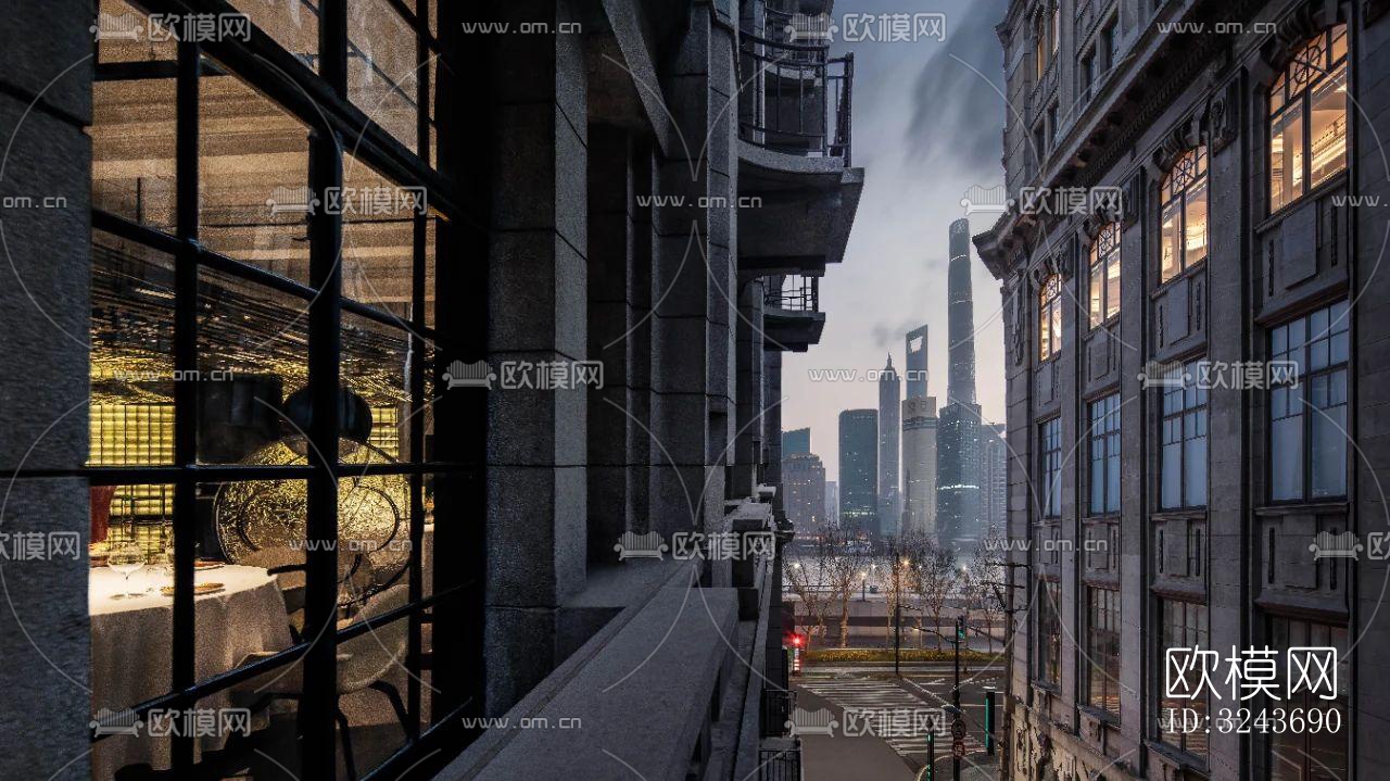 现代西餐厅效果图下载（渲染图4）