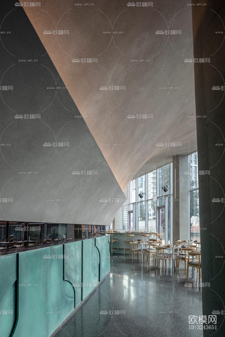 现代西餐厅效果图下载（渲染图14）