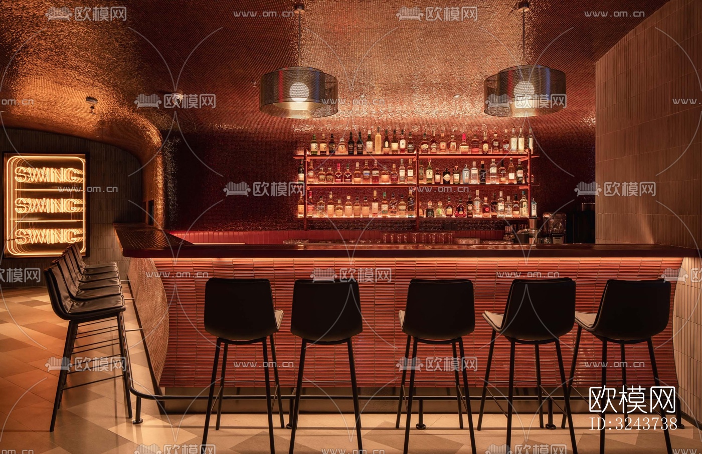 现代西餐厅效果图下载（渲染图17）