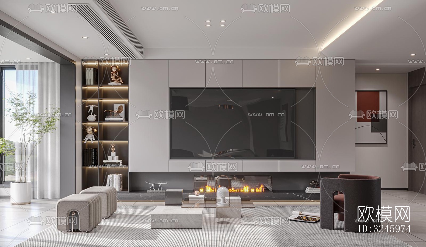 现代客餐厅效果图下载（渲染图3）