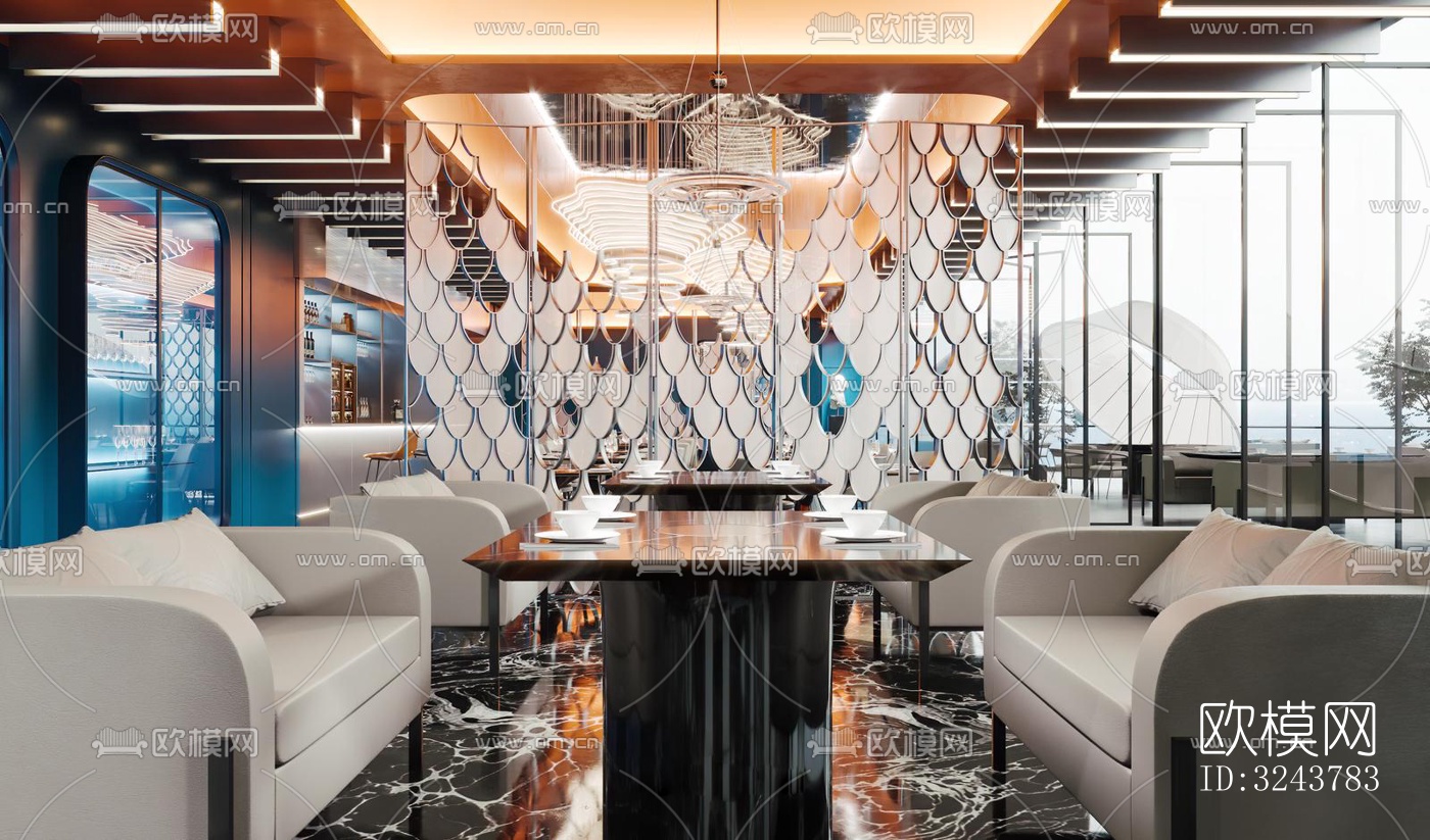 现代西餐厅效果图下载（渲染图3）