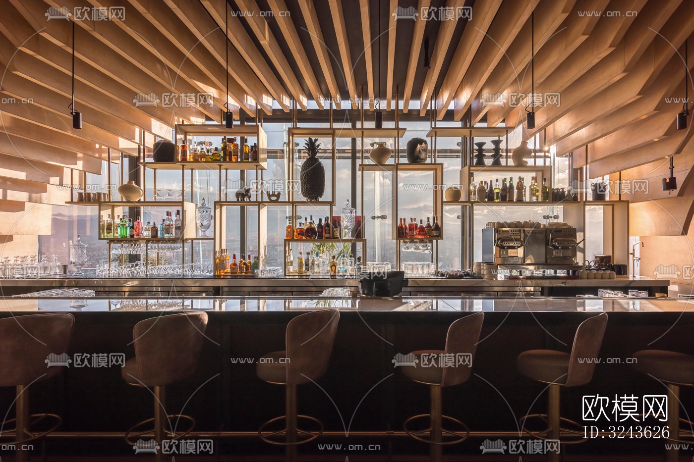 原木风西餐厅效果图下载（渲染图16）