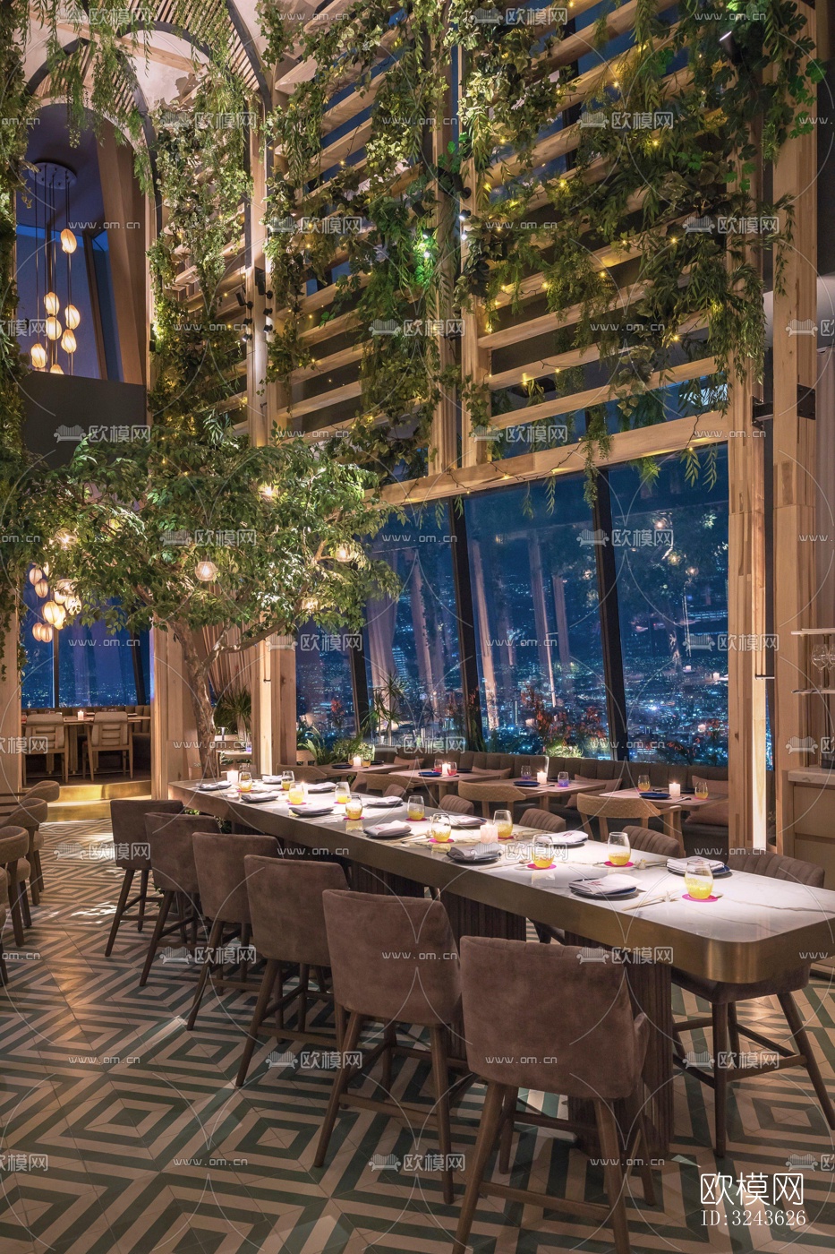 原木风西餐厅效果图下载（渲染图6）