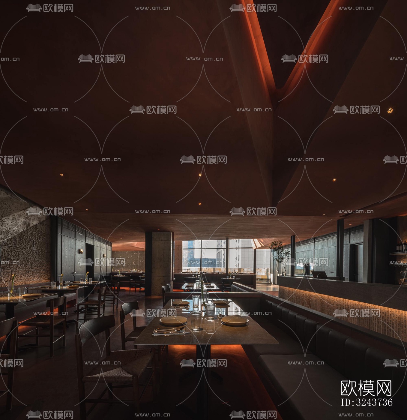 现代西餐厅效果图下载（渲染图18）