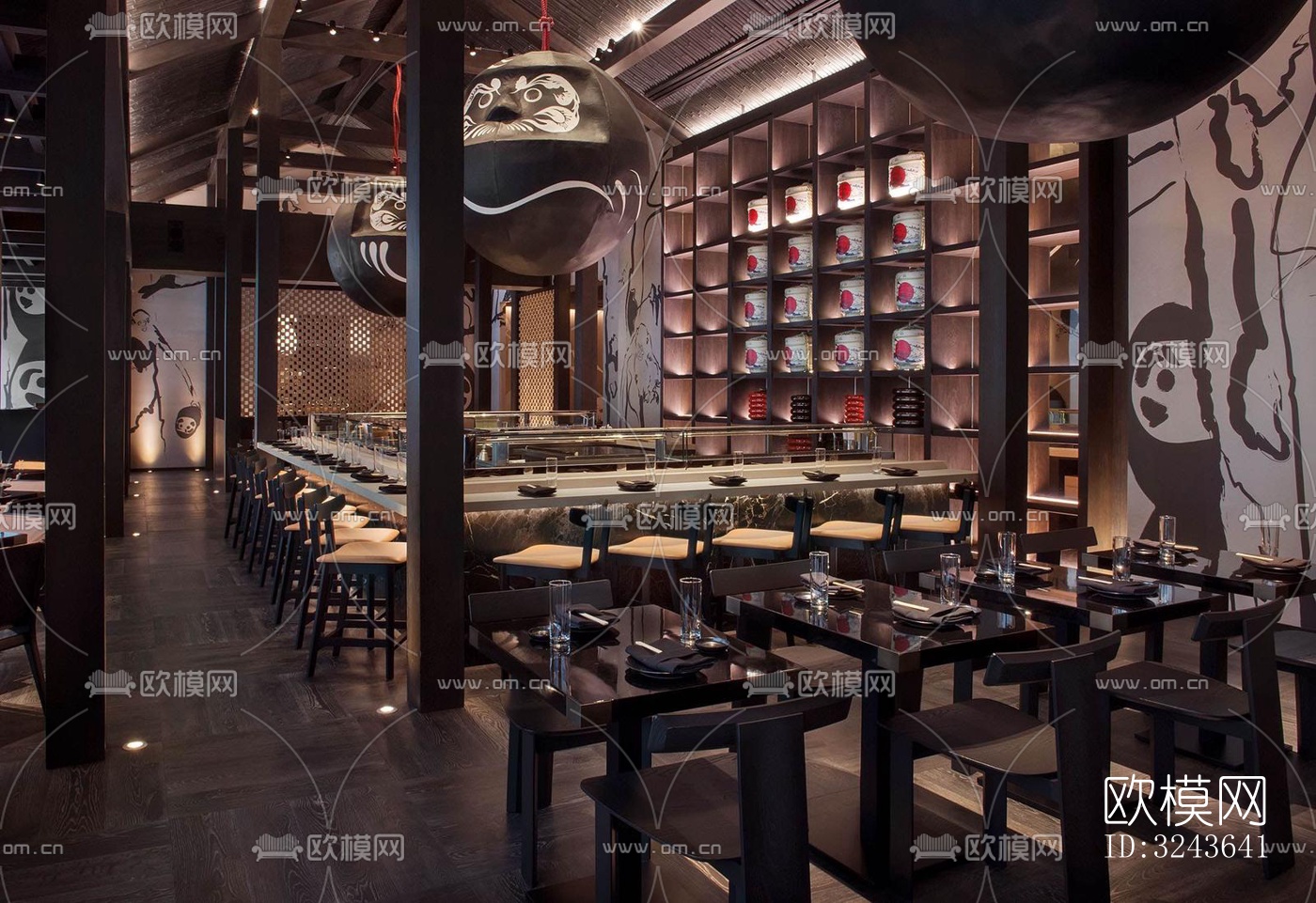 日式西餐厅效果图下载（渲染图1）