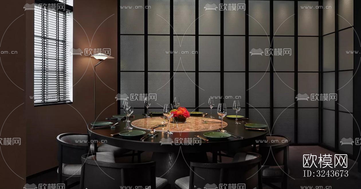 现代西餐厅效果图下载（渲染图13）