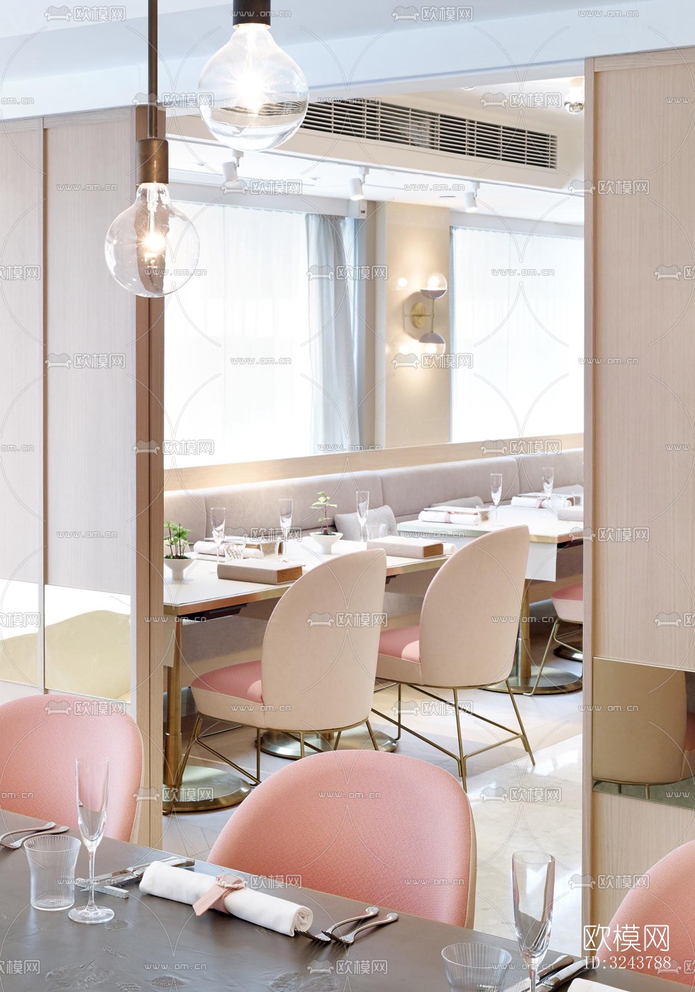 现代西餐厅效果图下载（渲染图11）