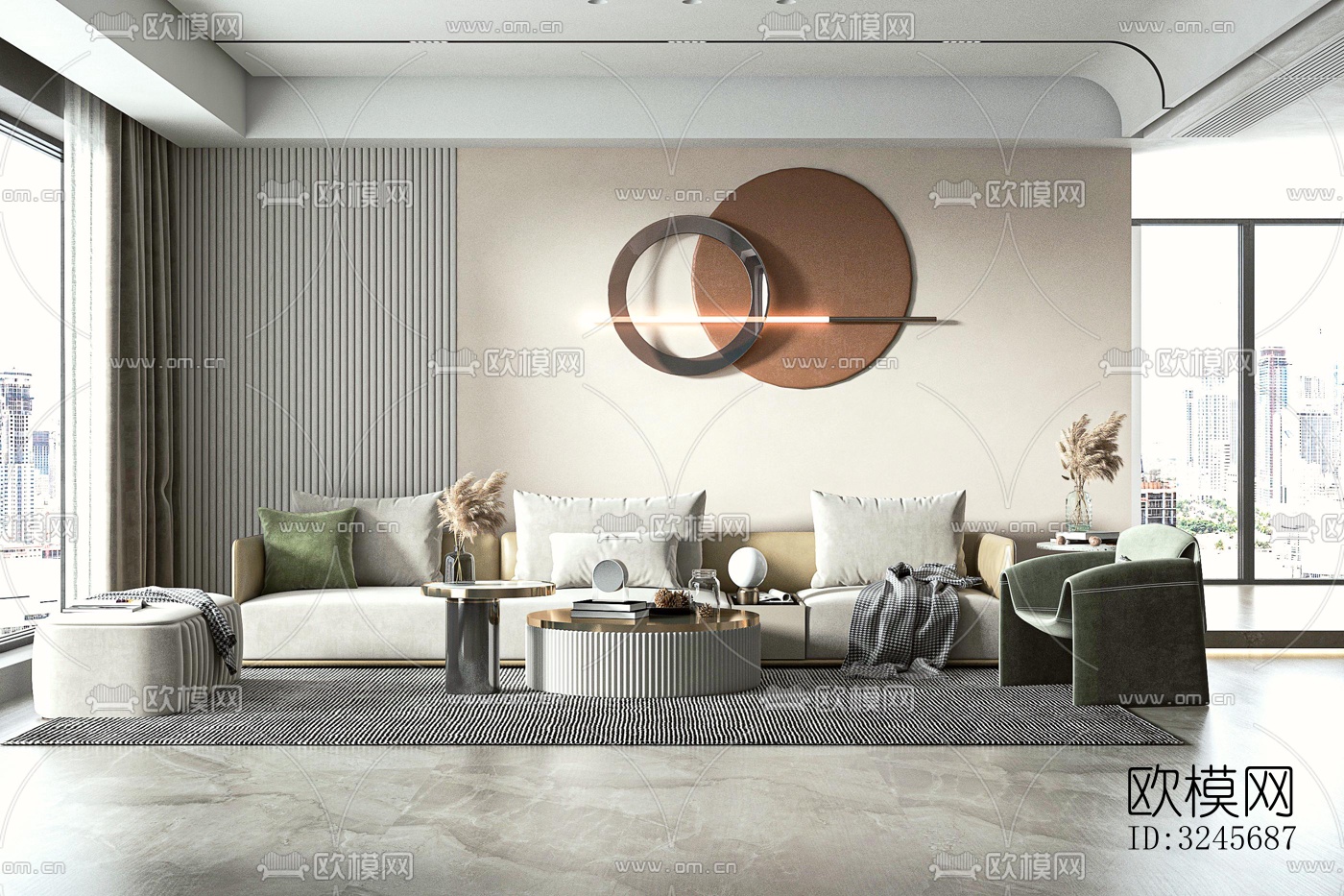 现代客厅效果图下载（渲染图5）