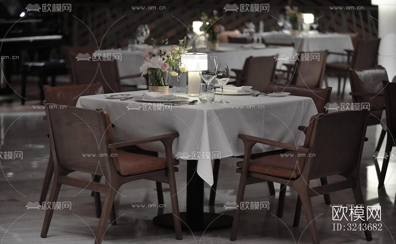 现代西餐厅效果图下载（渲染图4）