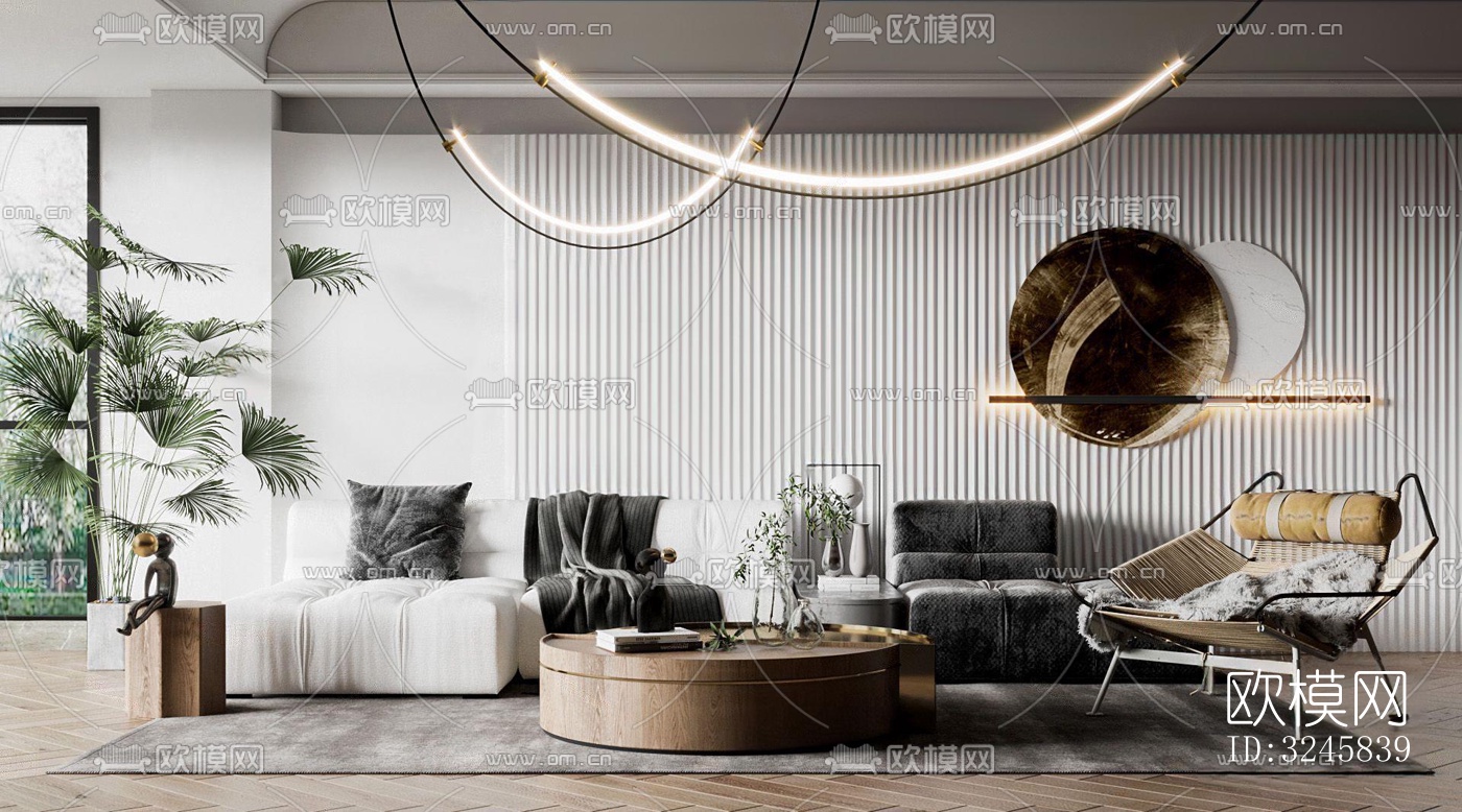 现代客厅效果图下载（渲染图3）