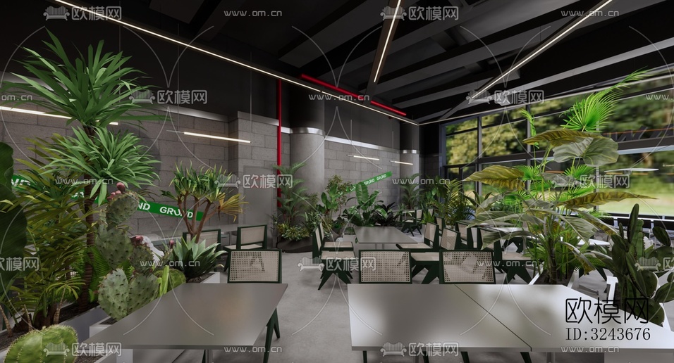 現(xiàn)代西餐廳效果圖下載(渲染圖12)